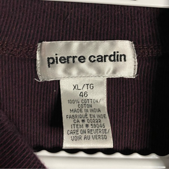 Pierre Cardin Men's Plum 100% Cotton Mock Neck Sweatshirt - Picture 5 of 7